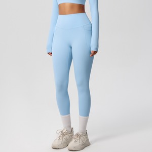 Leggings taille haute pour femmes, pantalons de yoga extensibles avec poches, collants de sport de couleur unie pour le fitness et la course à pied - Product Image 2