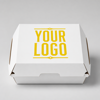 Boîte de livraison de nourriture rapide pour hamburgers et frites, personnalisable avec logo, compostable, écologique, pliable, avec laminage mat et gaufrage