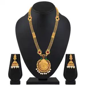סיטונאי הודי Kundan Polki מסורתית הודי עתיק כלה חתונה תכשיטי כבד זהב מצופה תכשיטי סטים