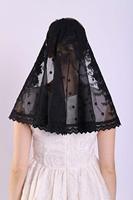 Voile de chapelle noir en dentelle florale pour femme, couvre-chef gothique pour mariage et Halloween, style espagnol, look élégant et chic