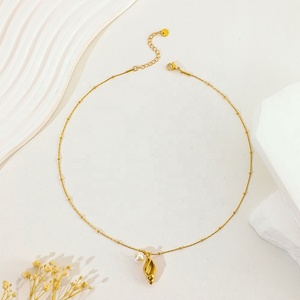 Recién llegado verano mar 18K oro joyería elegante mujer Simple perla gargantilla Concha colgante collares - Product Image 4