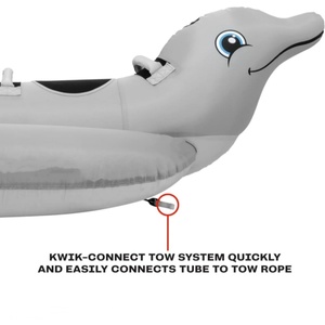 Bateau gonflable en PVC en forme de dauphin, tractable, 100*48 pouces, pour 1-2 personnes, pour le plaisir estival à la piscine, à la plage et au surf en mer - Product Image 4