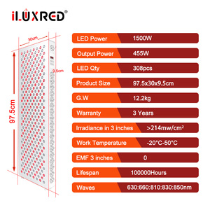 ILUXRED Gelişmiş 1500W Standlı Kırmızı Işık Terapi Paneli <span class=keywords><strong>Led</strong></span> Kızılötesi Çift Çipli Yüksek Çıkışlı Cihaz Tam Vücut Kapsama Alanı - Product Image 3