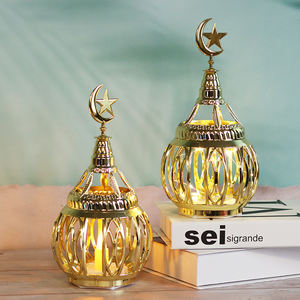 LED luminescente dorato ovale gabbia per uccelli decorazioni natalizie lampada a vento ornamenti - Product Image 5