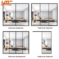 Porte pliante moderne en alliage d'aluminium pour balcon, isolation thermique, double rail, ouverture à plat, pour cuisine, boutique, hôtel, appartement