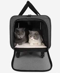 Free Sample Dog <b>Cat</b> <b>Carrier</b> <b>with</b> <b>Wheels</b> for 2 <b>Cats</b> <b>with</b> Telescopic Handle - Product Image 2