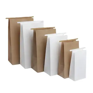 Customized Kraft Paper Bag with Pla Coating Free Sample Tin Tie Kraft Bread Packing Paper Bag Food Offset Printing Zipper Top