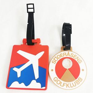 Étiquettes personnalisées en caoutchouc souple 3D avec logo et nom pour bagages/sacs à main, avec boucle en plastique, vente en gros - Product Image 1