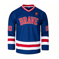 Jersey de Hockey sobre Hielo Personalizado de Fábrica, Transpirable, que Absorbe la Humedad, Diseño Liso, Bordado Personalizado con Etiquetas