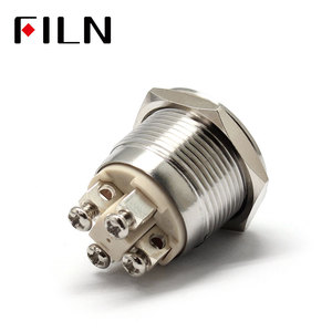 Anel de aço inoxidável filn 19mm, 4 pinos de parafuso, led, 3v, <span class=keywords><strong>6v</strong></span>, 12v, 24v, 48v, 220v, azul, verde, vermelho, interruptor momentâneo de botão - Product Image 6