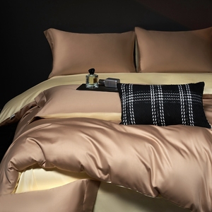 Parure de <span class=keywords><strong>lit</strong></span> unie verte personnalisable de haute qualité, 4 pièces, housse de couette en coton à fibres longues 100S, 500TC, toutes saisons - Product Image 4