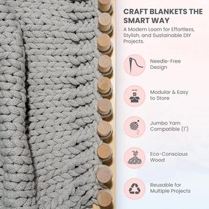 Khung cửi bằng gỗ cho chăn ném tự làm Bộ chăn đan Chunky có thể điều chỉnh kích thước Bộ đan tay - Product Image 4