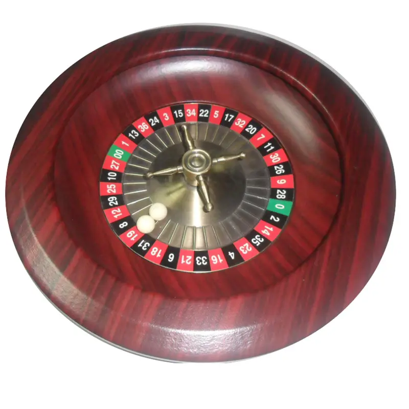 Deluxe Wooden Roulette Wheel Set Red/Brown Mahogany with Double-Zero Layout Precision Bearings Aircraft Aluminum Dish