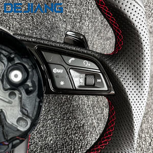 Volante Deportivo de Cuero con Base Plana Personalizado para <span class=keywords><strong>Audi</strong></span> 2014 2015 2016 S6 S7 A4 A5 A6 A7 Q3 Q5 A3 S3 S8 con Franja Roja - Product Image 3