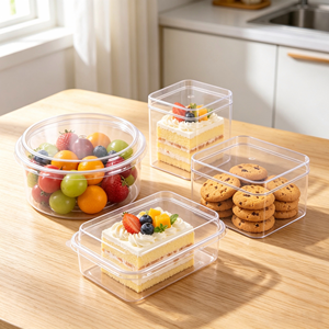 Boîte en plastique transparente de qualité alimentaire PET PMMA avec couvercle pour biscuits, bonbons, snacks secs, emballage alimentaire transparent - Product Image 6
