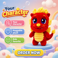 Peluche personnalisée Dragon Rouge, Figurine en Peluche Douce Ventre Jaune OEM ODM pour Cadeau Enfant