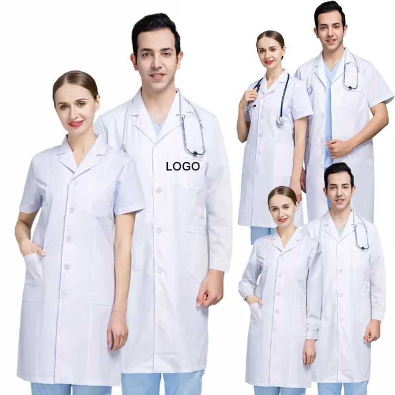 Uniforme dental unisex, chaqueta blanca de alta calidad para médicos, médicos, belleza, oral, médico, bata de laboratorio, venta al por mayor