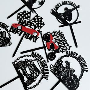 Adornos y decoraciones para tartas <span class=keywords><strong>de</strong></span> cumpleaños con temática <span class=keywords><strong>de</strong></span> carreras <span class=keywords><strong>de</strong></span> motos estilo Ins para hombres y niños, ideales para envíos transfronterizos. - Product Image 4