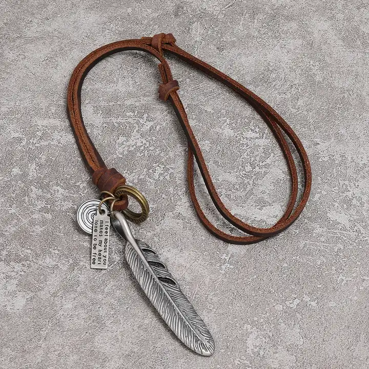 Antique Bronze and Premium Braided Leather Necklace with Lobster Claw Clasp  - Genuine Leather Necklace for Men and Women - Available sizes