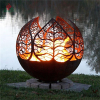 Boule de feu en acier corten, sphère métallique creuse, décoration, foyer, sphères métalliques de jardin