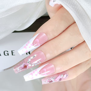 Longue Ballerine <span class=keywords><strong>Faux</strong></span> <span class=keywords><strong>Ongles</strong></span> Avec Diamant Doux Coeur Rose Couleur Cercueil <span class=keywords><strong>Faux</strong></span> <span class=keywords><strong>Ongles</strong></span> Kits Fashional Nouveaux Designs Conseils De Vente Chaude - Product Image 2