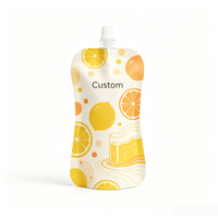 Pochette souple personnalisée blanche et noire pour boissons et jus, réutilisable, avec bec verseur, emballage plastique pour liquides, pochette verticale avec ventouse