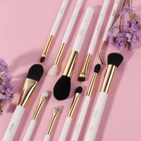 Kuas kecantikan untuk rias wajah kualitas tinggi rambut kambing sintetis set kuas rias Emas/putih kuas foundation bedak