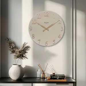 Coastal Style 14" Quartz Clock Beige Minimalist Customized Mediterranean Home Living Hotel Theme Circular Iron Metal Horloge