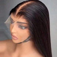Perruques Lace Front Ultra-Lisses en Cheveux Humains Brésiliens, Perruque Frontale Transparente pour Femmes, Cheveux Remy Pré-Pluckés avec Baby Hair
