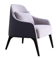 Canapé et chaise en bois massif, fauteuil simple, moderne, en cuir, pour espace de loisirs, chambre de villa, salon, hôtel,