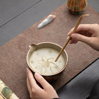 Ensemble de 4 bols à matcha en porcelaine durable et écologique avec dessin coloré peint à la main et rétro