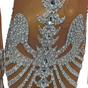 Vestido largo de noche ajustado con pedrería de esqueleto y mangas largas brillantes para Halloween, talla grande, para mujer, para espectáculos de cantantes - Product Image 6