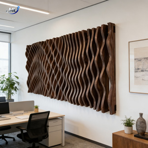 Décoration intérieure, panneaux muraux en bois massif 3D ondulés, écologiques, couleur personnalisée, pour la maison, le bureau, le hall, le centre commercial, l'hôtel - Product Image 5