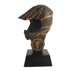 树脂半摩托车卡丁车头盔雕塑奖杯