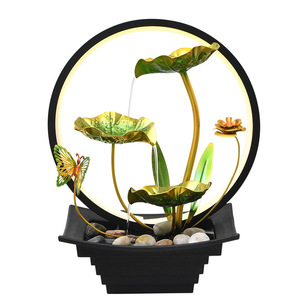Small Wrought Iron Water Feature With Light Ring Circulating Tabletop <b>Humidifier</b> For Living Room Feng Shui Decor Gift - Product Image 5
