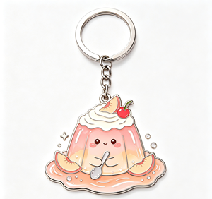 พวงกุญแจโลหะเคลือบสีเงินรูปขนมหวานพีชเจลลี่น่ารัก ของขวัญสุดเก๋ - Product Image 3