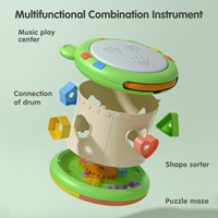 Tumama Enfants 3 en 1 Bébé Électronique Dessin Animé Grenouille Tambour Musique Ensembles Flash Mini Musical Main Tambour Jouet