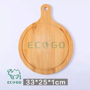 Tabla de cortar de bambú orgánica pizza tamaño ecológico personalizado con ranura para jugo - Product Image 2