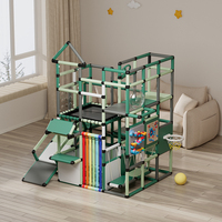 Équipement de terrain de jeu intérieur, mur d'escalade éducatif avec toboggan, panneaux de connexion, structure d'escalade pour enfants
