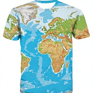 T-shirt unisexe avec carte du monde en 3D, t-shirt graphique pour hommes, manches courtes, col rond, imprimé, décontracté, été - Product Image 4