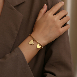 Bracelet avec breloque en acier inoxydable pour femmes, bijoux, 1 pièce, pour la fête des mères, perles cœur, maman et fille - Product Image 6