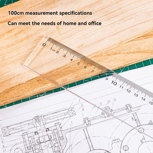 Règle transparente organique Deli 8200 pour étudiants, règle à dessin de 100 cm, règle de mesure pour usage de bureau, échelle claire, 60 pièces par carton - Product Image 5