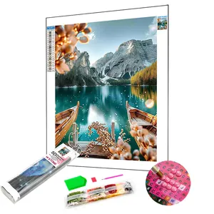 New Arrival Customization 5d Diy Diamond Painting Lake Cruises Full Of Rhinestones Diamond Art Kits For Office Home Decoration