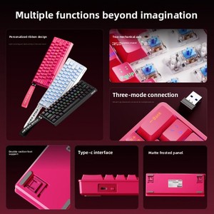 لوحة مفاتيح ألعاب ميكانيكية لاسلكية EWEADN DK63 بنسبة 63٪ مع إضاءة خلفية RGB ومفتاح أزرق ومنفذ USB من النوع C قابلة لإعادة الشحن - Product Image 5