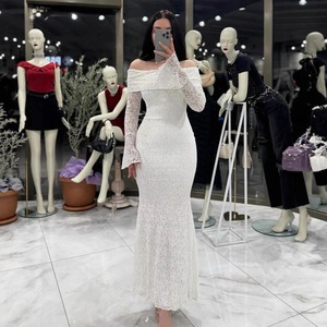 Abito sexy senza spalline in pizzo, abbigliamento gotico da donna, maniche lunghe, abiti casual <span class=keywords><strong>bianchi</strong></span>, elegante abito da donna, balle di <span class=keywords><strong>vestiti</strong></span> misti all'ingrosso - Product Image 3