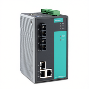 สวิตช์จัดการองค์กร Moxa EDS-505A-SS-SC พอร์ต RJ45 ความเร็ว 5x100Mbps มาตรฐาน IEEE 802.3 แรงดันไฟฟ้า 24V สำหรับติดตั้งบนราง DIN แบบอุตสาหกรรม - Product Image 2