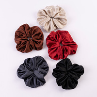 Chouchou en Soie Pure Couleur Unie Grande Taille 8cm Personnalisable Vintage Luxe Accessoires Cheveux Élastiques pour Fête