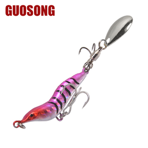 Leurre de pêche en métal pour <span class=keywords><strong>crevettes</strong></span> à attaque complète à longue portée VIB Blood Groove Hook Griffe de poulet Rotating Spinnerbait Simulation Bait - Product Image 3