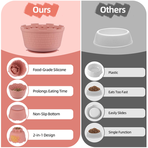 ชามซิลิโคนสำหรับสัตว์เลี้ยงแบบขายส่ง ชามเลียอาหารแบบชะลอการกิน พร้อมจุกดูดสุญญากาศ ทำความสะอาดง่าย ป้องกันการสำลัก หยุดการกินเร็ว พกพาสะดวก สำหรับสุนัขเท่านั้น - Product Image 4
