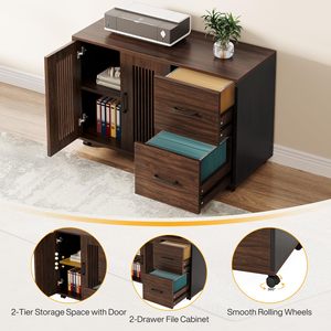 Archivador de Madera Contemporáneo SENYU con 2 Cajones y Puertas, Almacenamiento Móvil para Oficina en Casa, Muebles de Oficina - Product Image 3